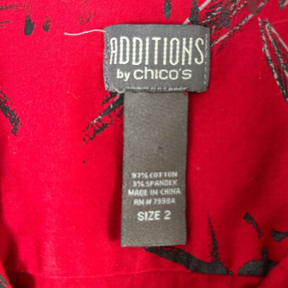 Additions By Chicos Button Up Top Size L 2 Red Bl… - image 5